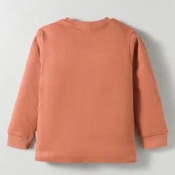 Teddy Interlock Knit Full Sleeves Night Suit With Text Print - Rust Orange image 3