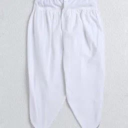 The Magic Wand Rayon Woven Three Fourth Sleeves Gota Lace Embellished Anarkali Kurti & Dhoti Set - White image 4