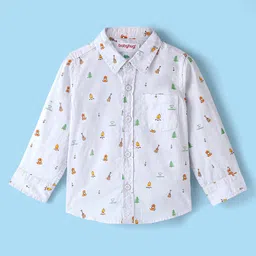 Babyhug Cotton Woven Full Sleeves Shirt with Inner Tee Pine Tree Print - Grey image 4
