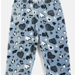 JWAAQ Cotton Knit Full Sleeves Hearts Designed & Fur Detailed Coordinating Hooded Sweater With Pant Set - Blue image 5