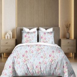 Myntra Elegant Homes Turquoise Blue Printed Cotton 300TC King Bedsheet Set 2.74 x 2.74 m-picture-34