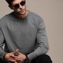 The Roadster Life Co. Pure Cotton Solid Drop-Shoulder Sleeves Casual T-shirt-picture-37