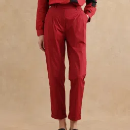 RAREISM Rust Cotton Blend Solid Trousers image 1