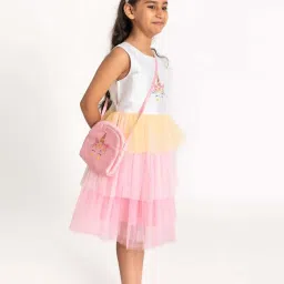 A Little Fable Kids White & Pink Printed Dress image 4