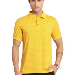 Turtle Yellow Cotton Slim Fit Printed Polo T-Shirts-picture-19