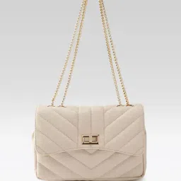 Carlton London Petronilla Cream Quilted Medium Shoulder Bag-picture-47