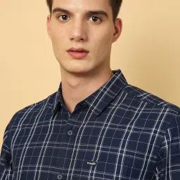 Wrangler Navy Regular Fit Check Shirt image 4