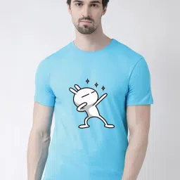 Friskers Turquoise Blue Cotton Slim Fit Printed T-Shirt image 1