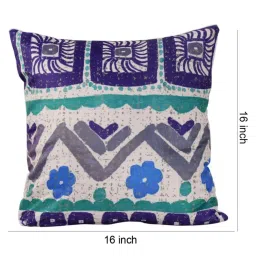 Romee Blue & White Polyester Cushion Cover - Set of 5 image 3