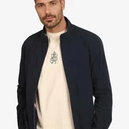 Rare Rabbit Navy Regular Fit Solid Jacket image 1