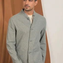 Rare Rabbit Green Regular Fit Stripes Jacket image 1