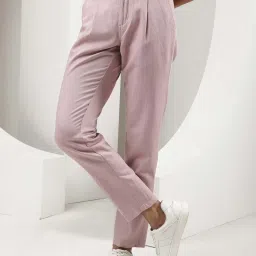 Rare Rabbit Pink Regular Fit Solid Trousers image 1