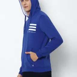 Allen Solly Blue Cotton Regular Fit Printed Hooded SweatShirt image 3