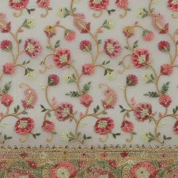 Mohey Green Embroidered Saree With Unstitched Blouse image 5