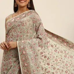 Mohey Green Embroidered Saree With Unstitched Blouse image 3