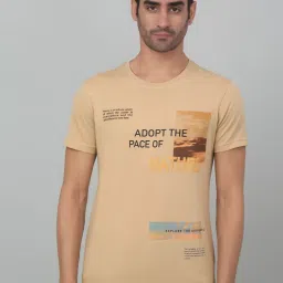 Cantabil Beige Regular Fit Printed T-Shirt image 1