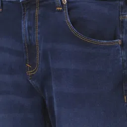 Spykar Dark Blue Cotton Slim Fit Jeans image 4