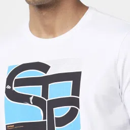 Spykar White Slim Fit Printed T-Shirt image 4