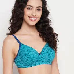Clovia Blue Printed T-Shirt Bra image 4