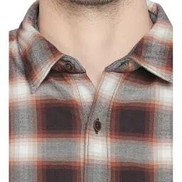 Basics Brown & Grey Slim Fit Checks Shirt image 4