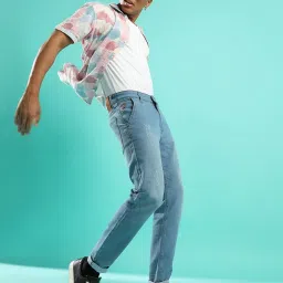 Campus Sutra Blue Regular Fit Distressed Jeans image 4