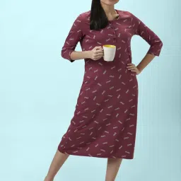 Dreamz by Pantaloons Maroon Cotton Printed Nighty image 4