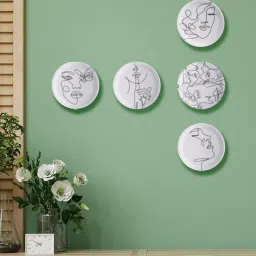 Nestroots Abstract Elegance Black & White Porcelain¿Decorative Wall Plate image 1