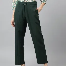 Latin Quarters Dark Green Polyester Regular Fit High Rise Pants image 1