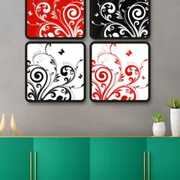 Myntra Elegant Homes Red & Black 4 Piece Wood Floral and Botanical Wall Art-image-97