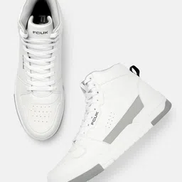 FCUK Men Mid Top Sneakers With Perforated Detail-picture-36