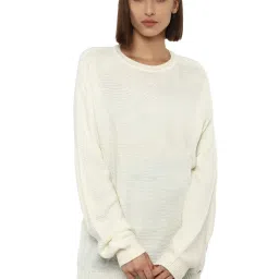 Van Heusen Cream Self Design Sweater image 1