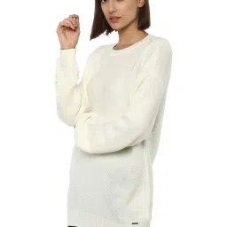 Van Heusen Cream Self Design Sweater image 3