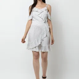 DODO & MOA White Printed Wrap Dress image 4