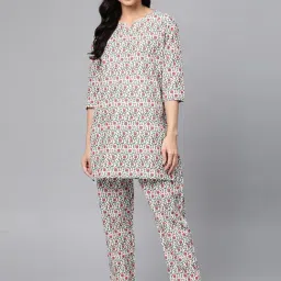 Anubhutee White Printed Kurti Pyjama Set-picture-11