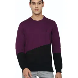 Allen Solly Purple & Black Cotton Regular Fit Colour Block Sweatshirt-image-50