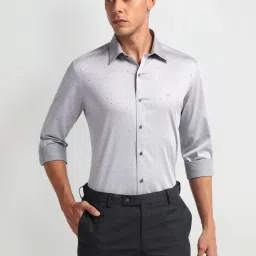 Arrow New York Grey Slim Fit Printed Shirt image 1