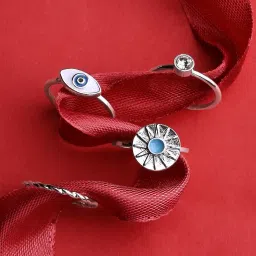 Accessorize London Women'S Silver Evil Eye Ring Pack Of 4 image 1