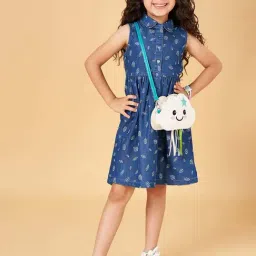 YU by Pantaloons Kids Blue Cotton Printed Dress-image-36