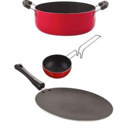 Nirlon Red Aluminium Kitchen Accessories for Cooking Non-Stick cookware - Set of 3-picture-5