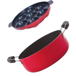 Nirlon Red Aluminium Non-Stick Appampatram and Casserole Combo Cookware Set of 2-picture-7