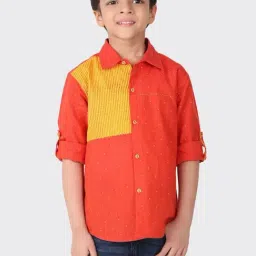 Fabindia Kids Orange & Yellow Cotton Printed Shirt-picture-10