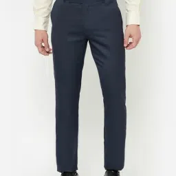 Cantabil Navy Blue Cotton Regular Fit Trousers-picture-29