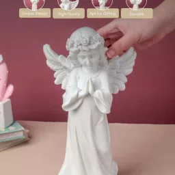 nestasia Artisanal White Praying Angel Resin Showpiece With Wings & Smooth Finishing For Decoration & Gifting image 4