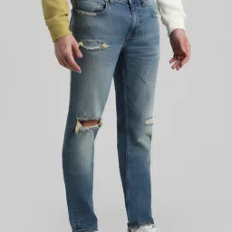 Jack & Jones Blue Slim Fit Low Rise Distressed Jeans image 4