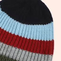 Pantaloons Junior Olive Green Striped Beanie & Muffler Set image 4