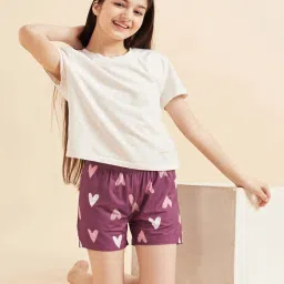 Sweet Dreams Kids Lilac Cotton Printed Shorts image 4
