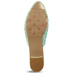 Mochi Women's Green Mule Shoes image 4