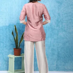 BABRU Women Pure Tusser Silk Tunic with Palazzo image 3