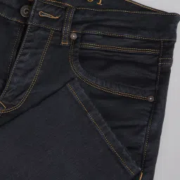 AD by Arvind Dark Blue Skinny Fit Lightly Washed Jeans image 4