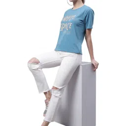 Vimal Jonney Light Blue Cotton Graphic Print T-Shirt image 4